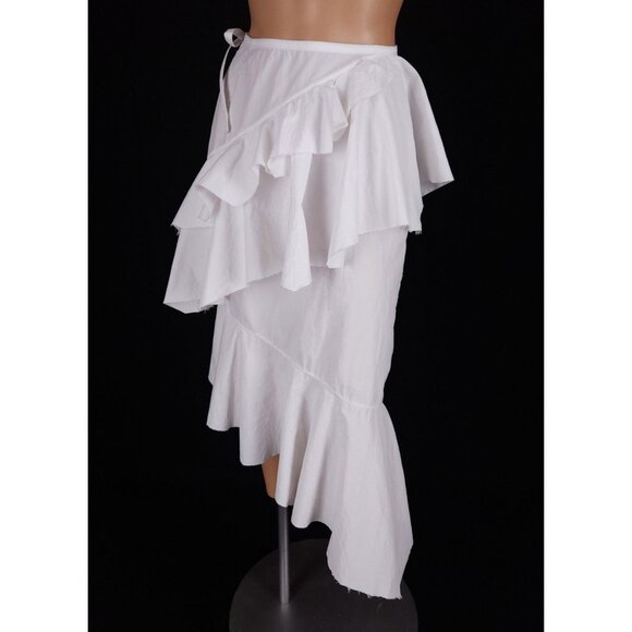 Marques Almeida Asymmetrical Tiered Skirt Size 6 White $375 - Picture 5 of 13